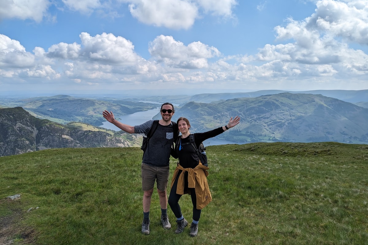 Hiking Helvellyn via Striding Edge - the top of Birkhouse Moor