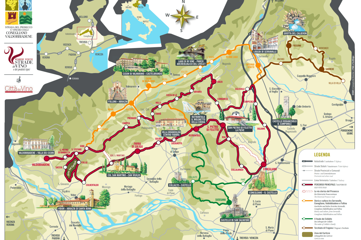 Prosecco Road Itinerary Map